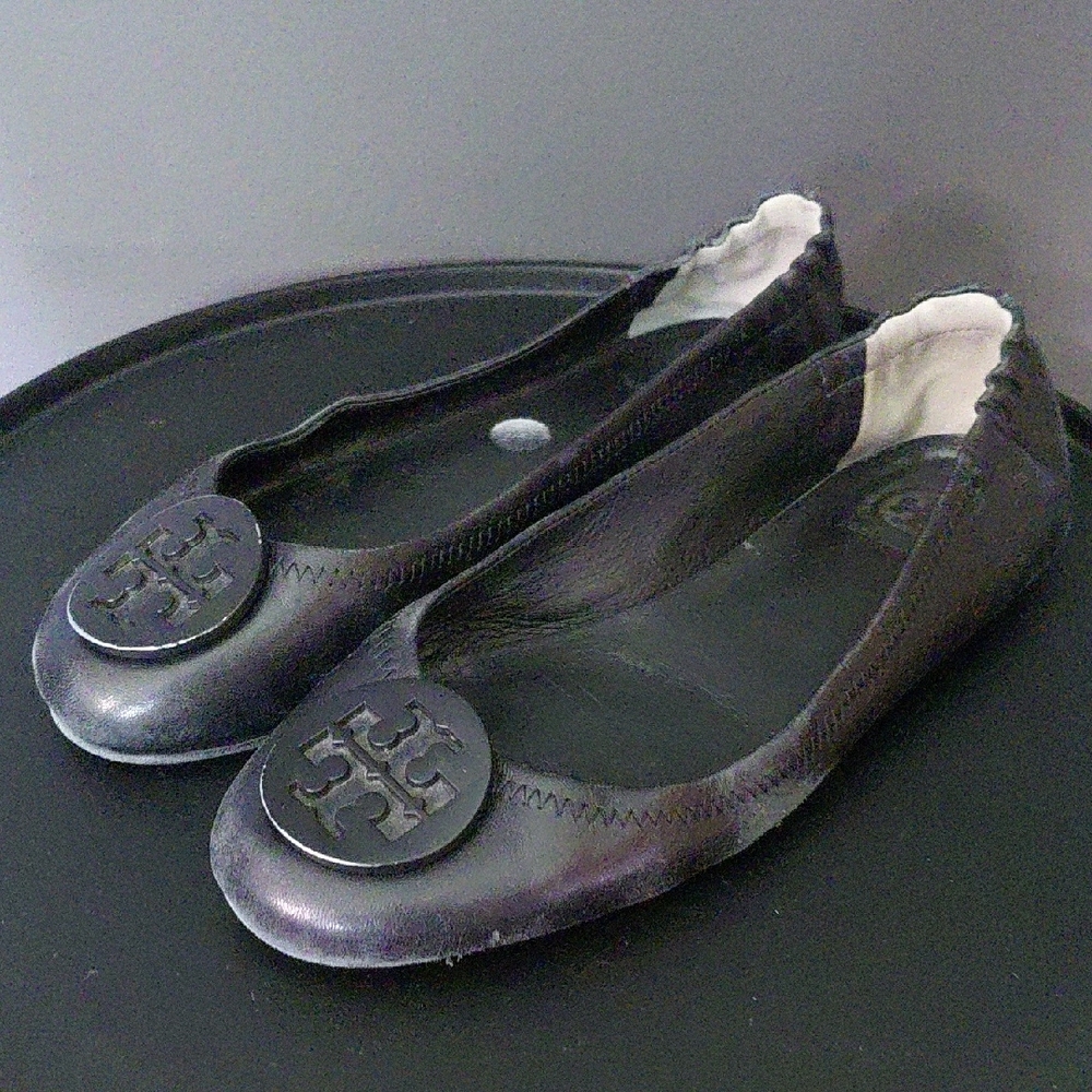 Tory Burch Black Minnie Travel Flats - Picture 2 of 4